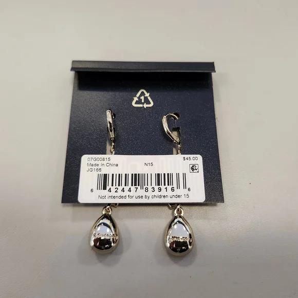 NWT Givency Gold-Tone Pink Vintage Rose Vine Linear Earrings - Picture 2 of 2